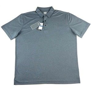 New Callaway Mens Opti Dri UPF Golf Polo Shirt Black Gray Heather Striped Sz XL